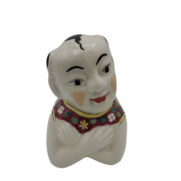 Chinese 12" Porcelain Pillow Headrest Kneeling Child Famille Rose Asian Sculptur - Picture 3 of 8